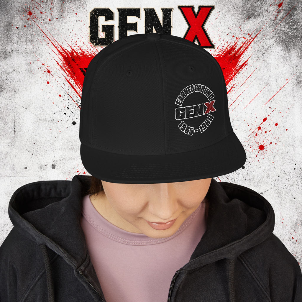 Gen X Embroidered Flat Bill Ball Cap — Gen X Proud 1965–1980