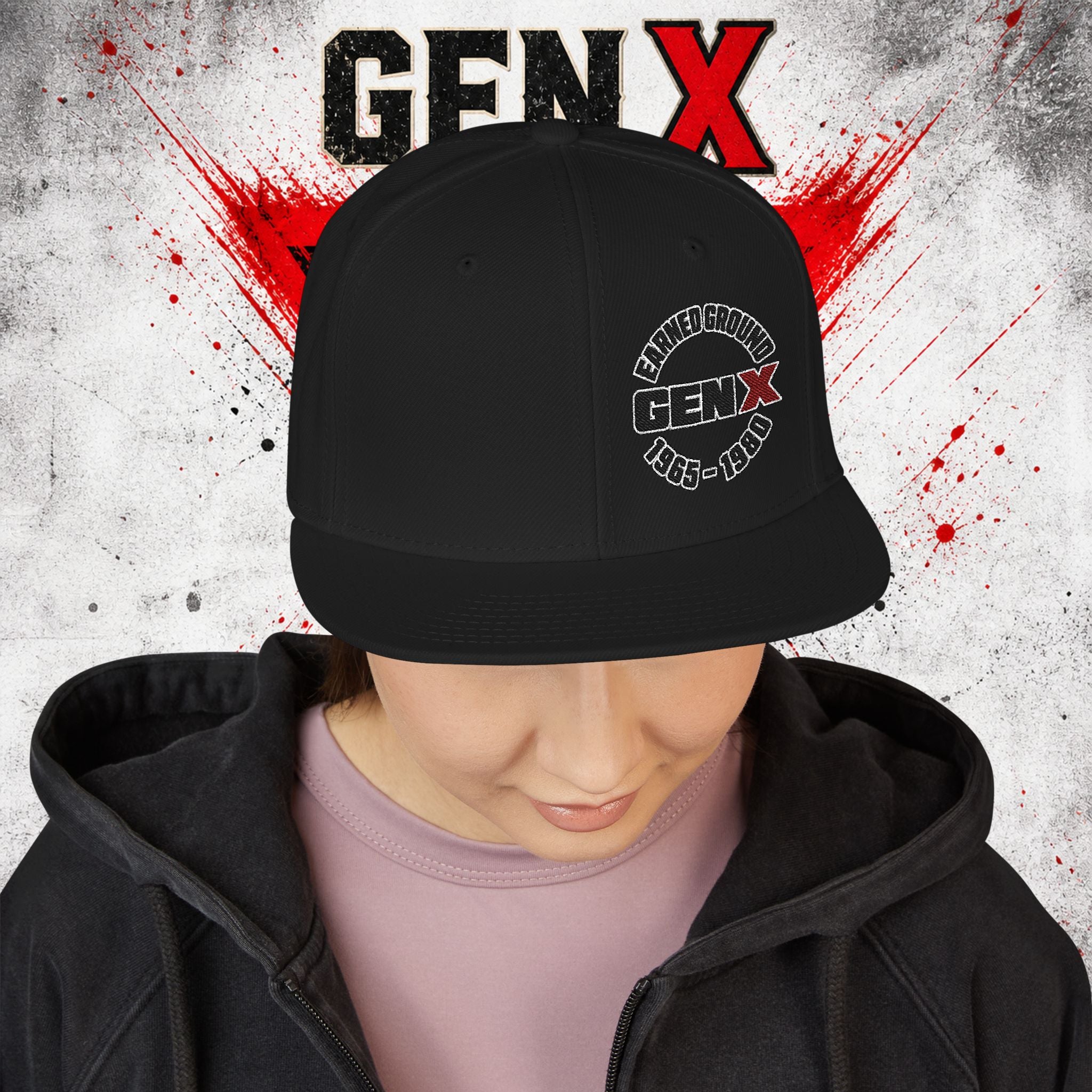 Gen X Embroidered Flat Bill Ball Cap — Gen X Proud 1965–1980