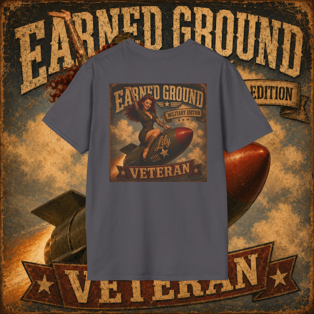Earned Ground Veteran Division T‑Shirt —"LILY PINUP" VINTAGE SERVICE DIVISON