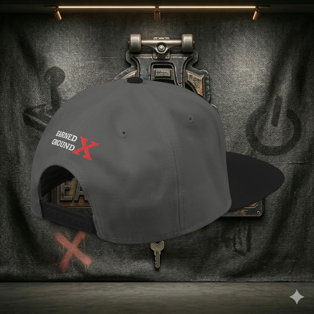 EARNED GROUND GEN 'X' EMBROIDED Snapback Hat — Vintage Red  GEN X Patch Logo Cap