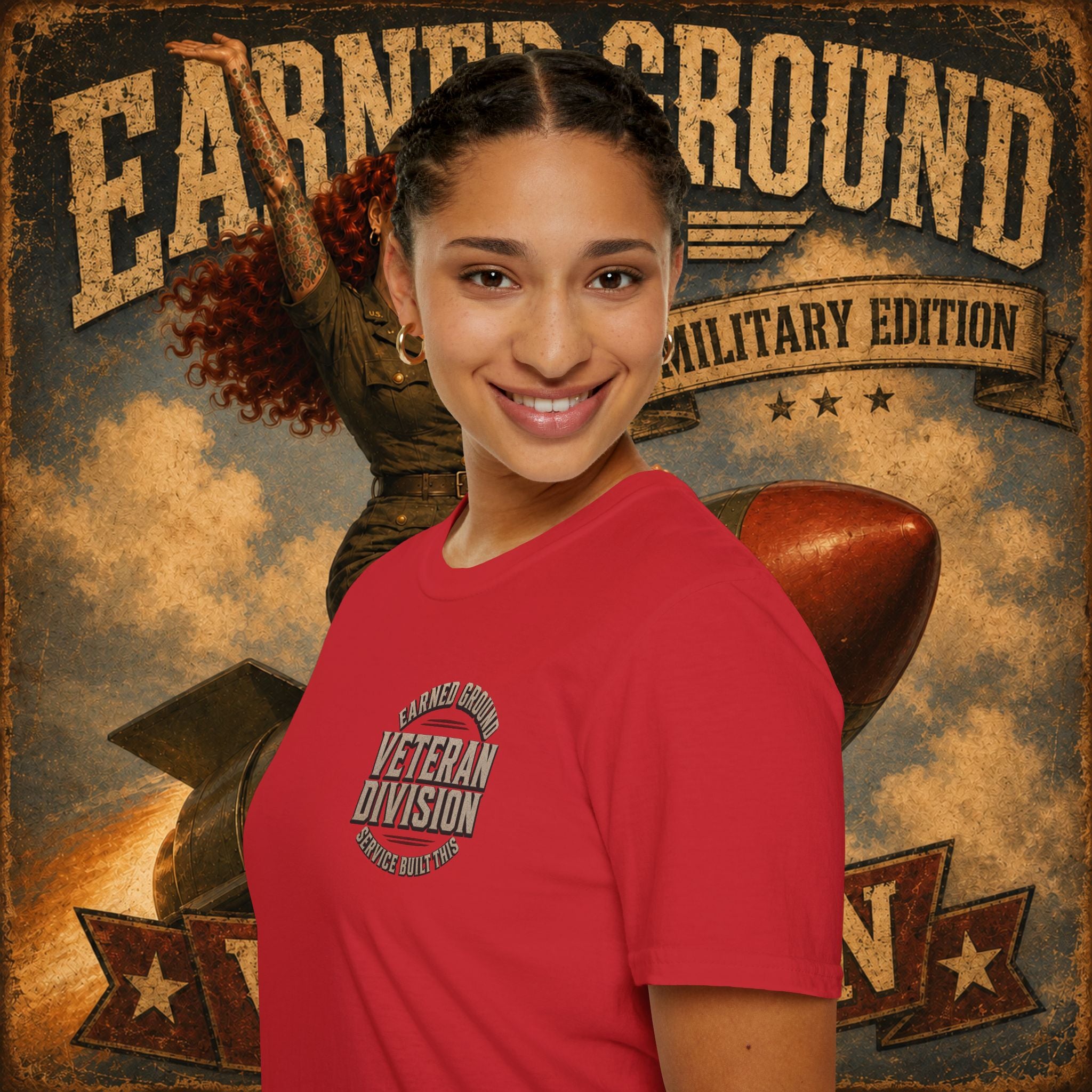 Earned Ground Veteran Division T‑Shirt —"LILY PINUP" VINTAGE SERVICE DIVISON