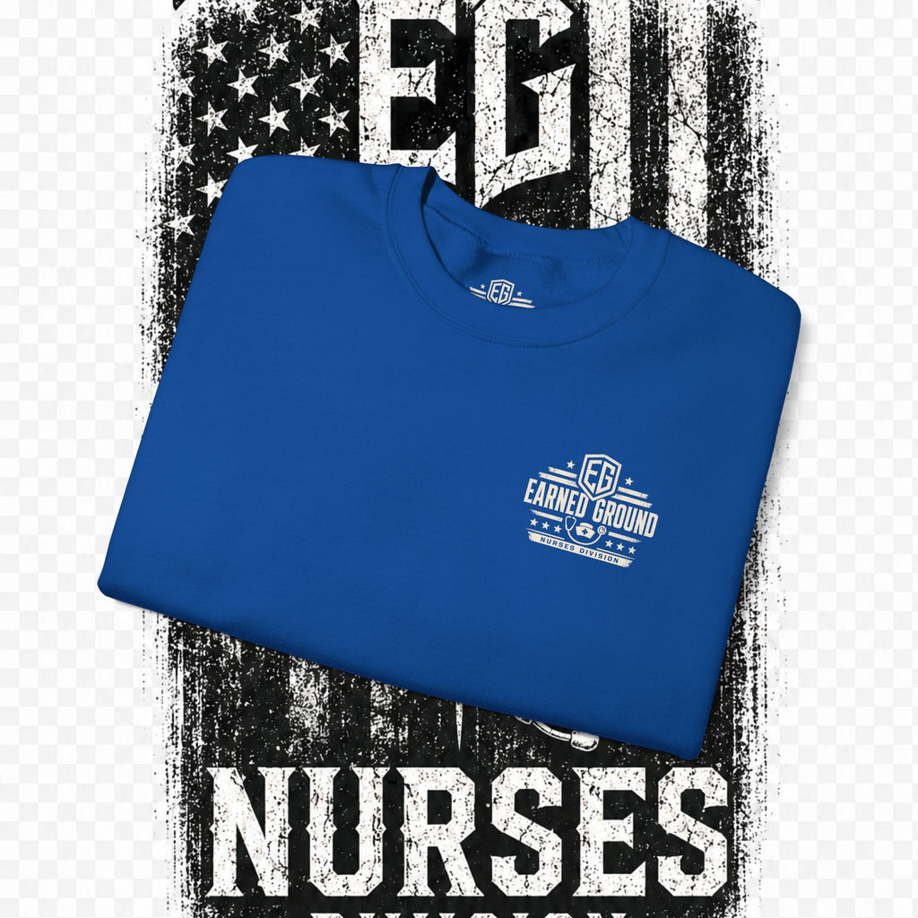 EARNED GROUND Nurses Division Crewneck Sweatshirt – Nurses Caduceus Badge Design