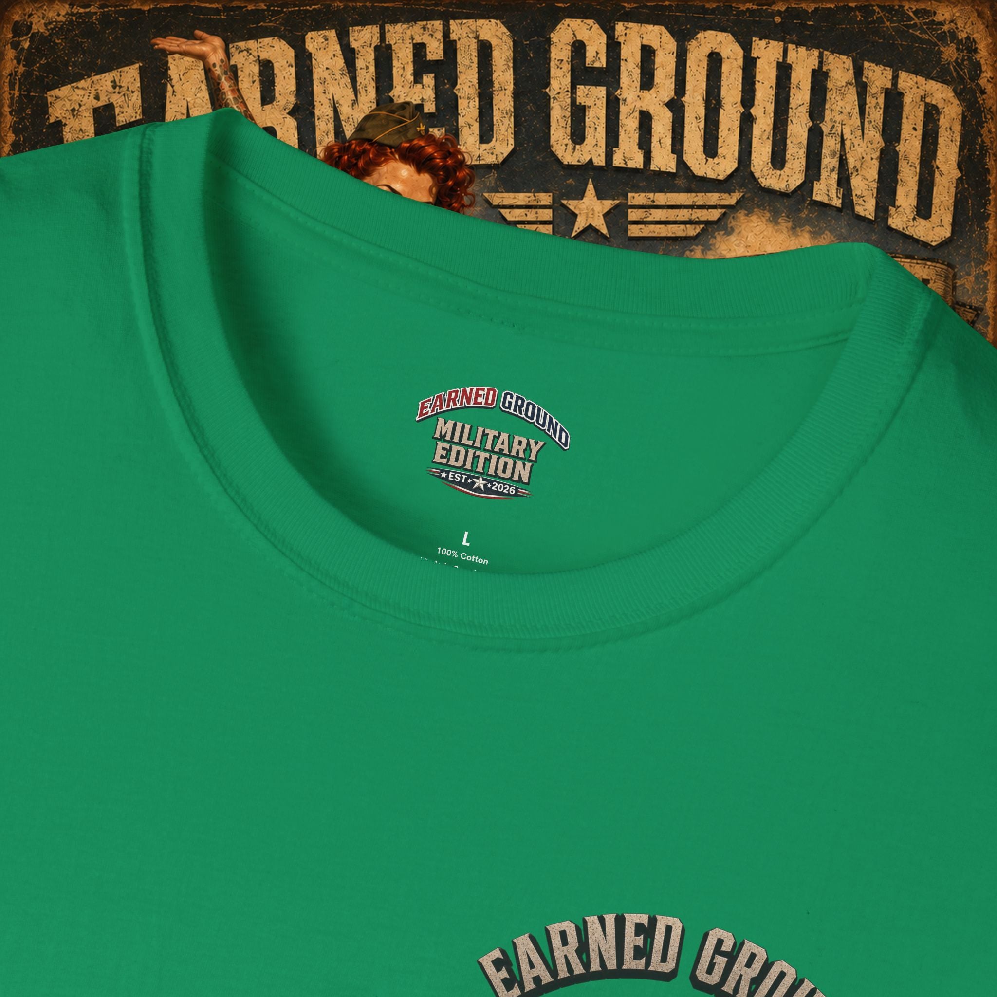 Earned Ground Veteran Division T‑Shirt —"LILY PINUP" VINTAGE SERVICE DIVISON