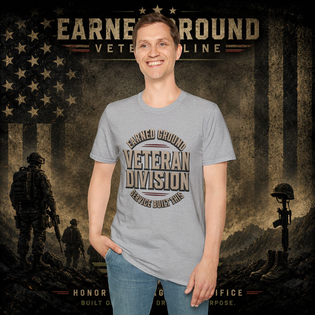 Earned Ground Veteran Division 'Service Built This'— Military Tribute Tee