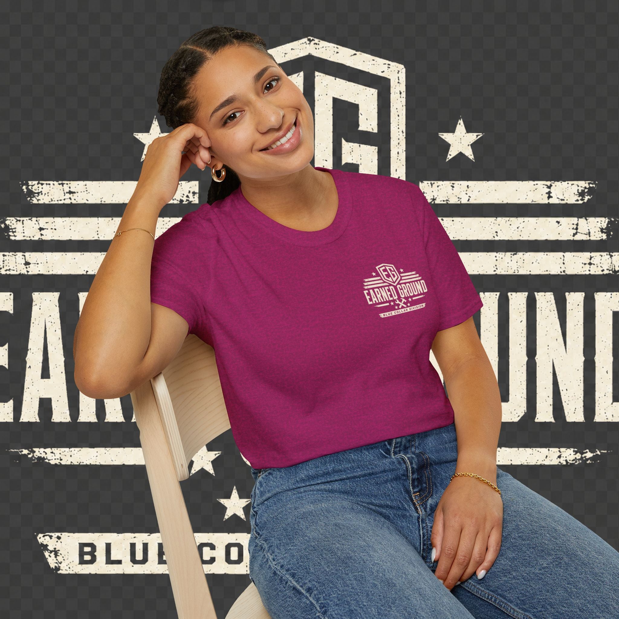 EARNED GROUND "BLUE COLLAR DIVISION" Coastal Calm Graphic T-Shirt