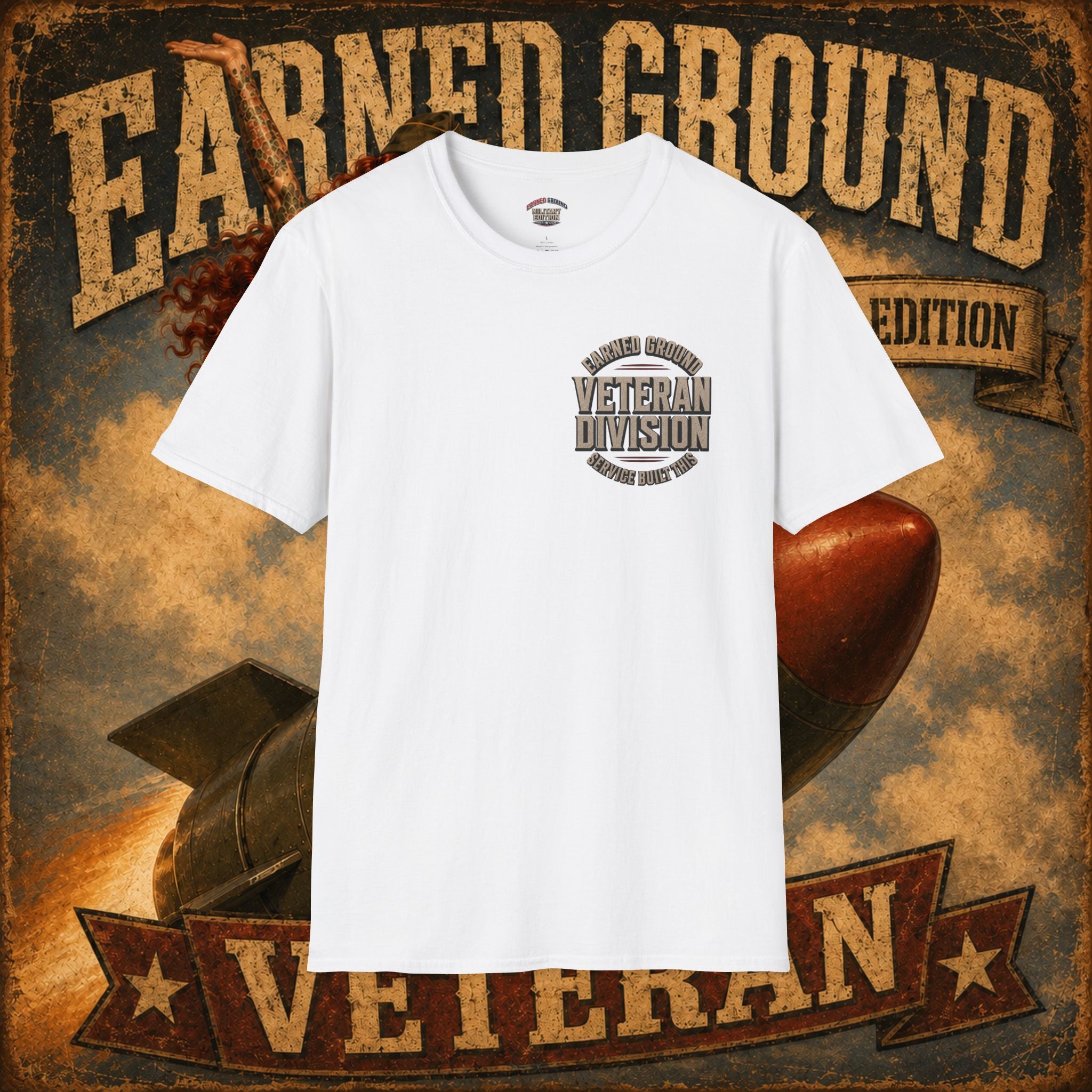 Earned Ground Veteran Division T‑Shirt —"LILY PINUP" VINTAGE SERVICE DIVISON