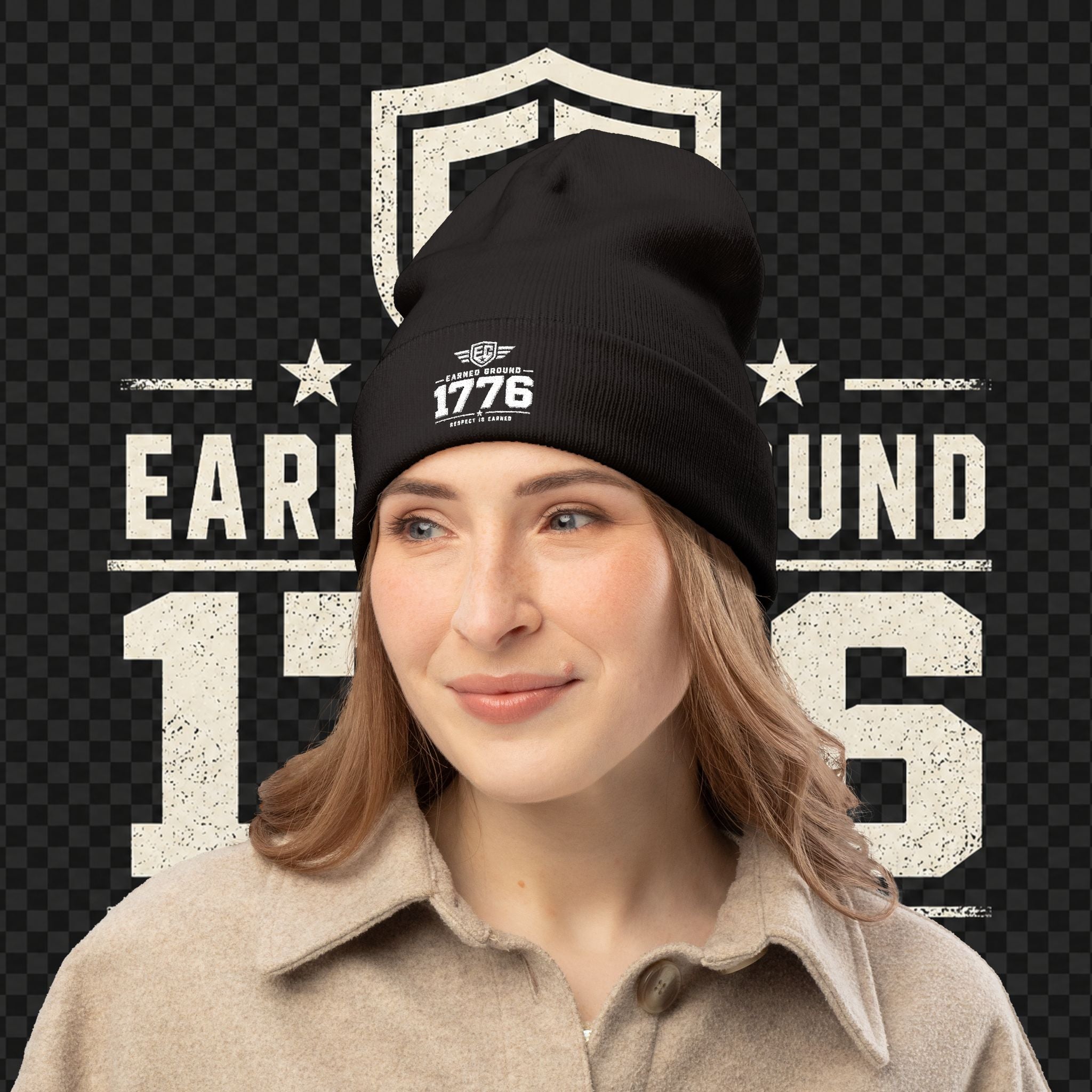 EARNED GROUND 1776 "Respect Is Earned" Embroidered Knit Beanie