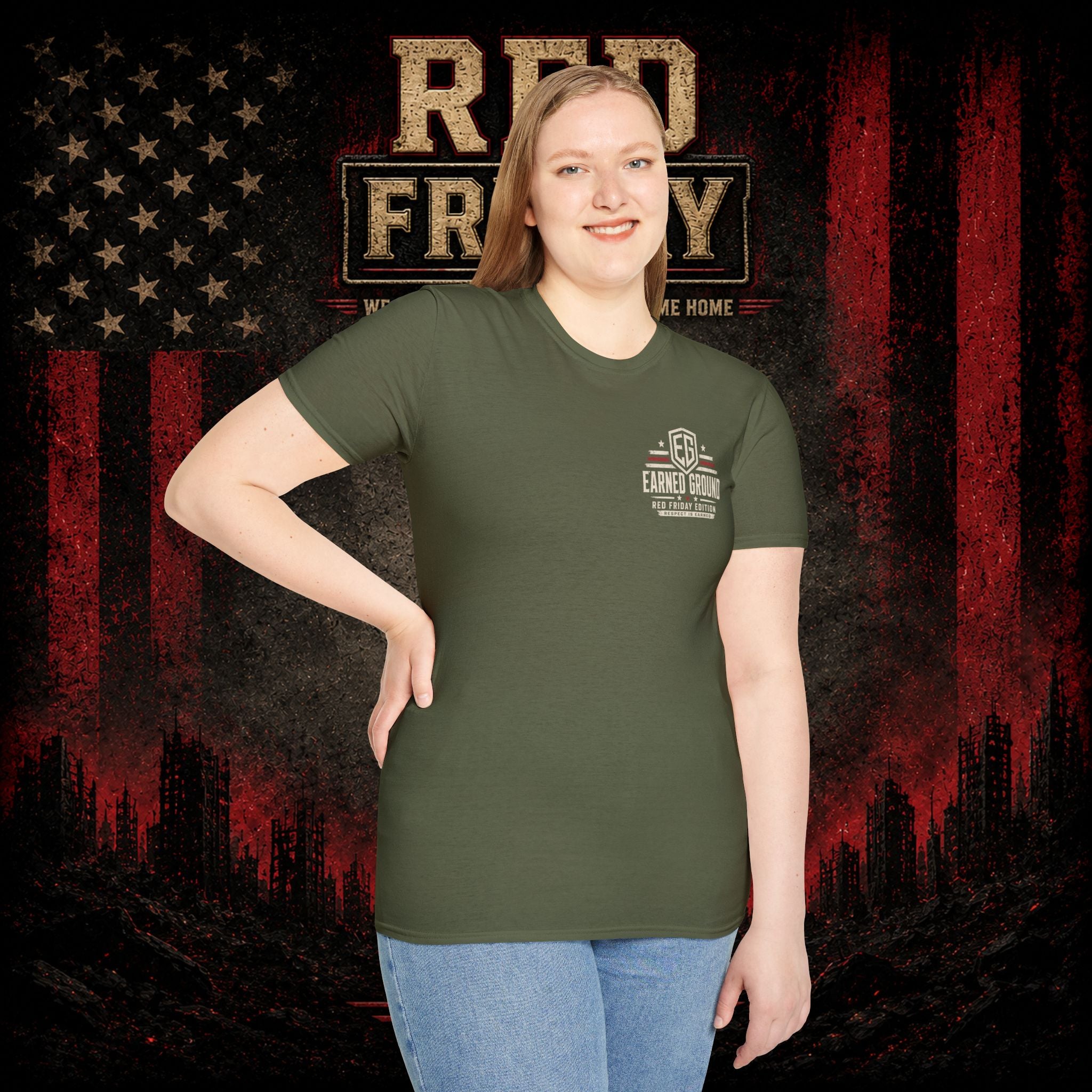 Earned Ground EG Military Flag T-Shirt — Red Friday Patriot Tee