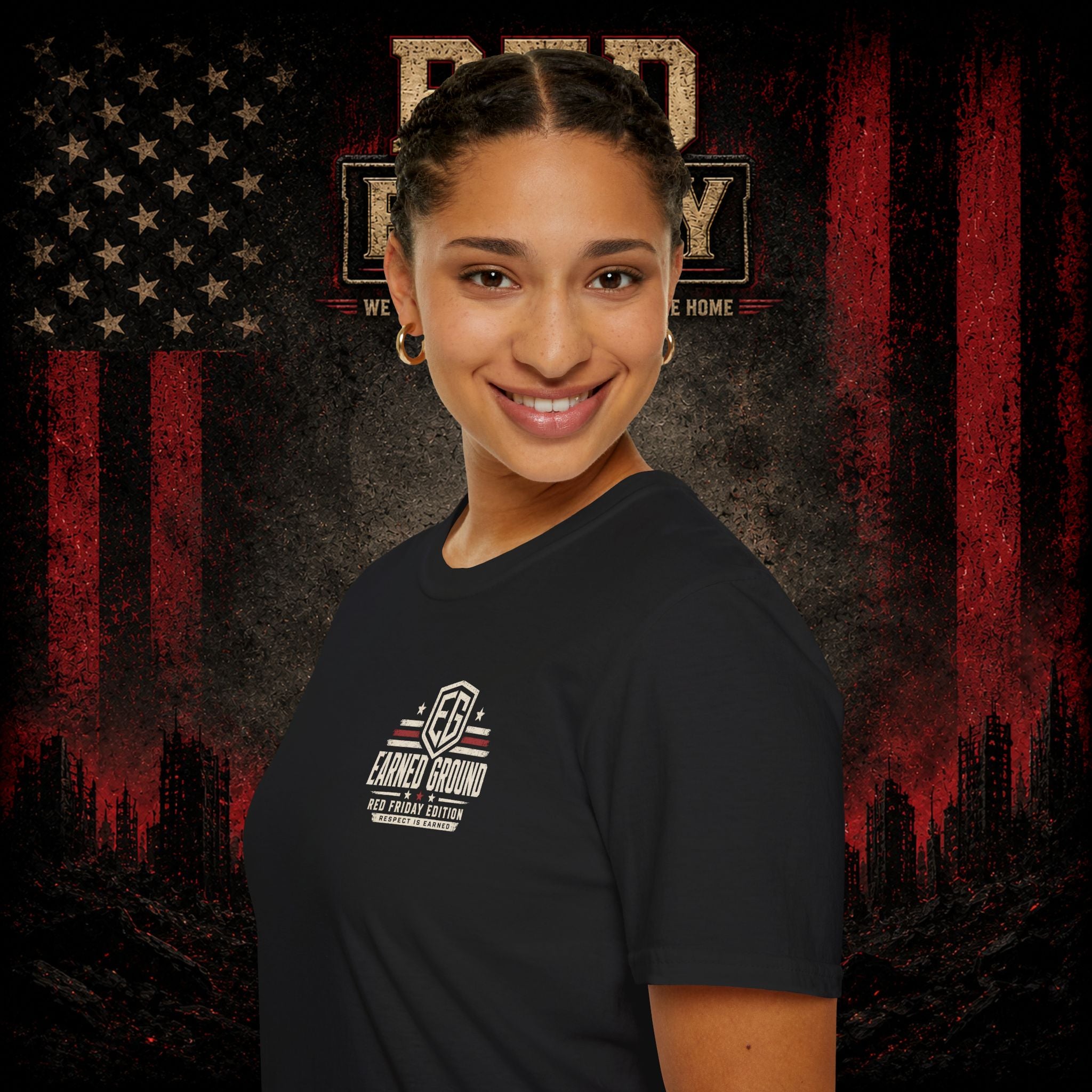 Earned Ground EG Military Flag T-Shirt — Red Friday Patriot Tee