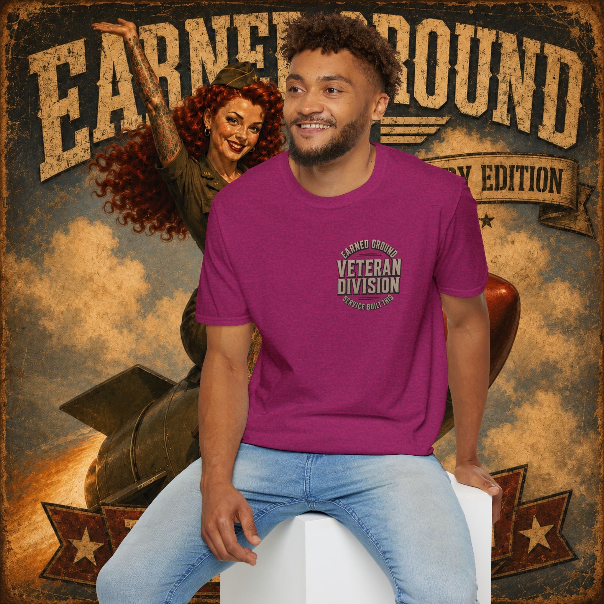 Earned Ground Veteran Division T‑Shirt —"LILY PINUP" VINTAGE SERVICE DIVISON
