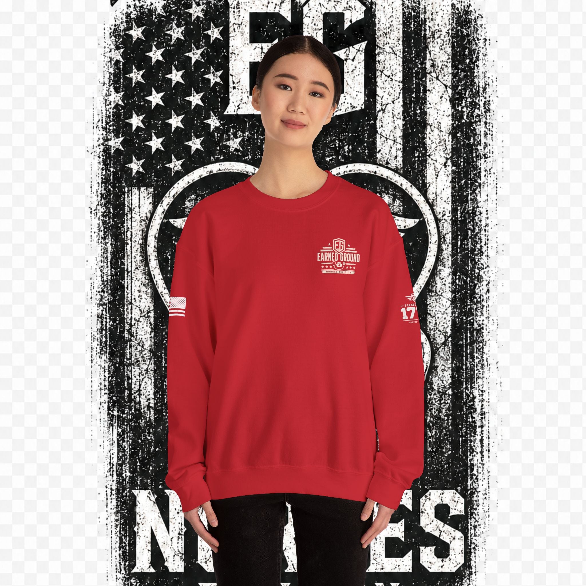 EARNED GROUND Nurses Division Crewneck Sweatshirt – Nurses Caduceus Badge Design