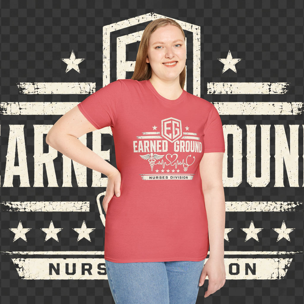 Earned Ground Nurses Division T-Shirt — Nurse Appreciation Medical Heartbeat Tee