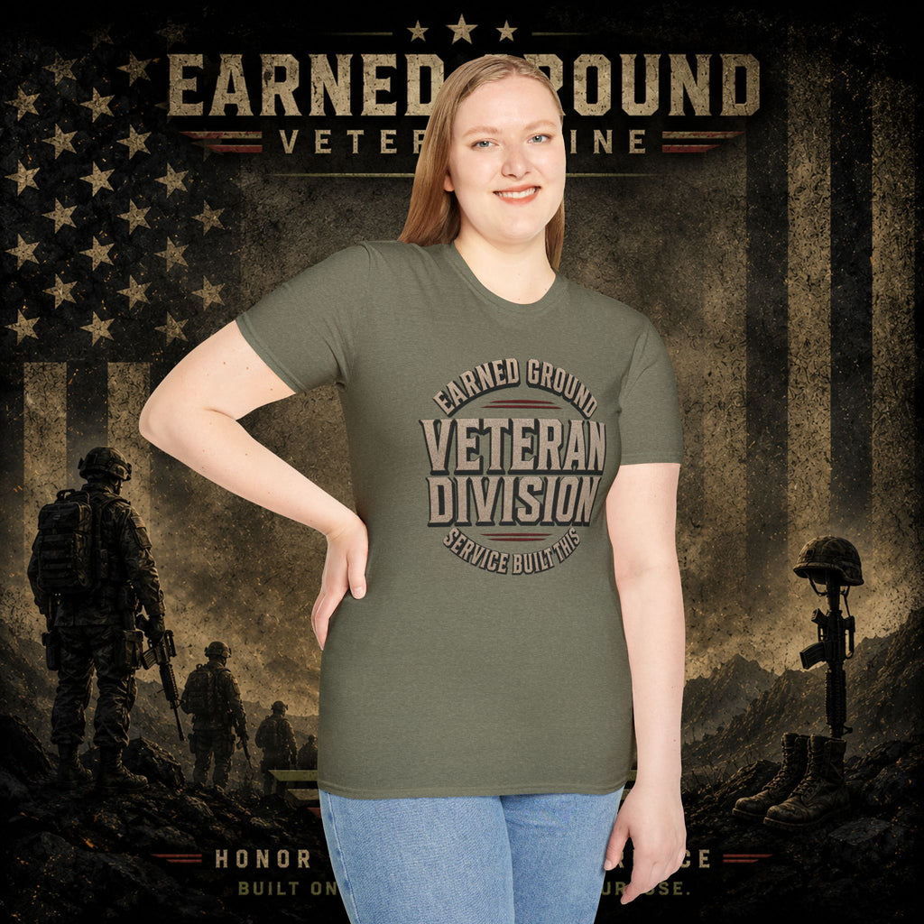 Earned Ground Veteran Division 'Service Built This'— Military Tribute Tee
