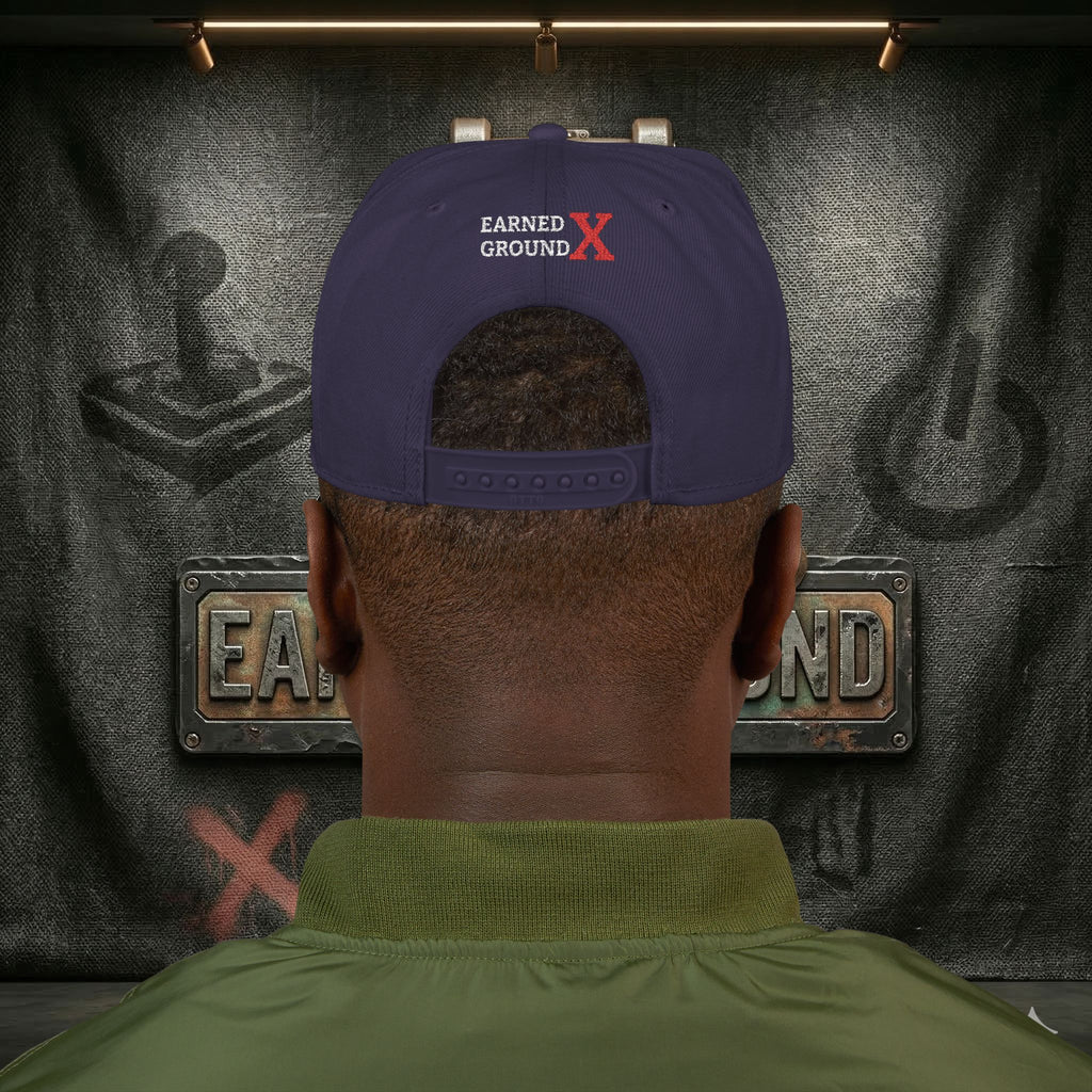 EARNED GROUND GEN 'X' EMBROIDED Snapback Hat — Vintage Red  GEN X Patch Logo Cap