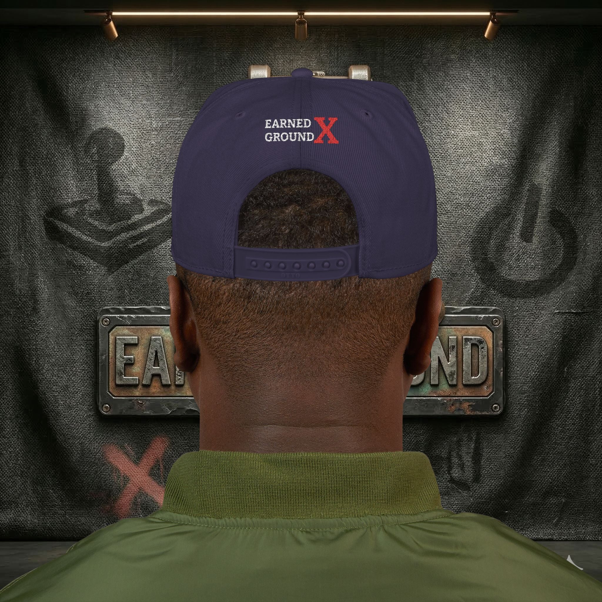 EARNED GROUND GEN 'X' EMBROIDED Snapback Hat — Vintage Red  GEN X Patch Logo Cap