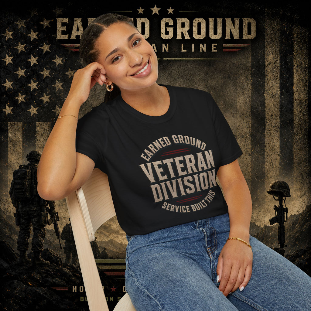 Earned Ground Veteran Division 'Service Built This'— Military Tribute Tee