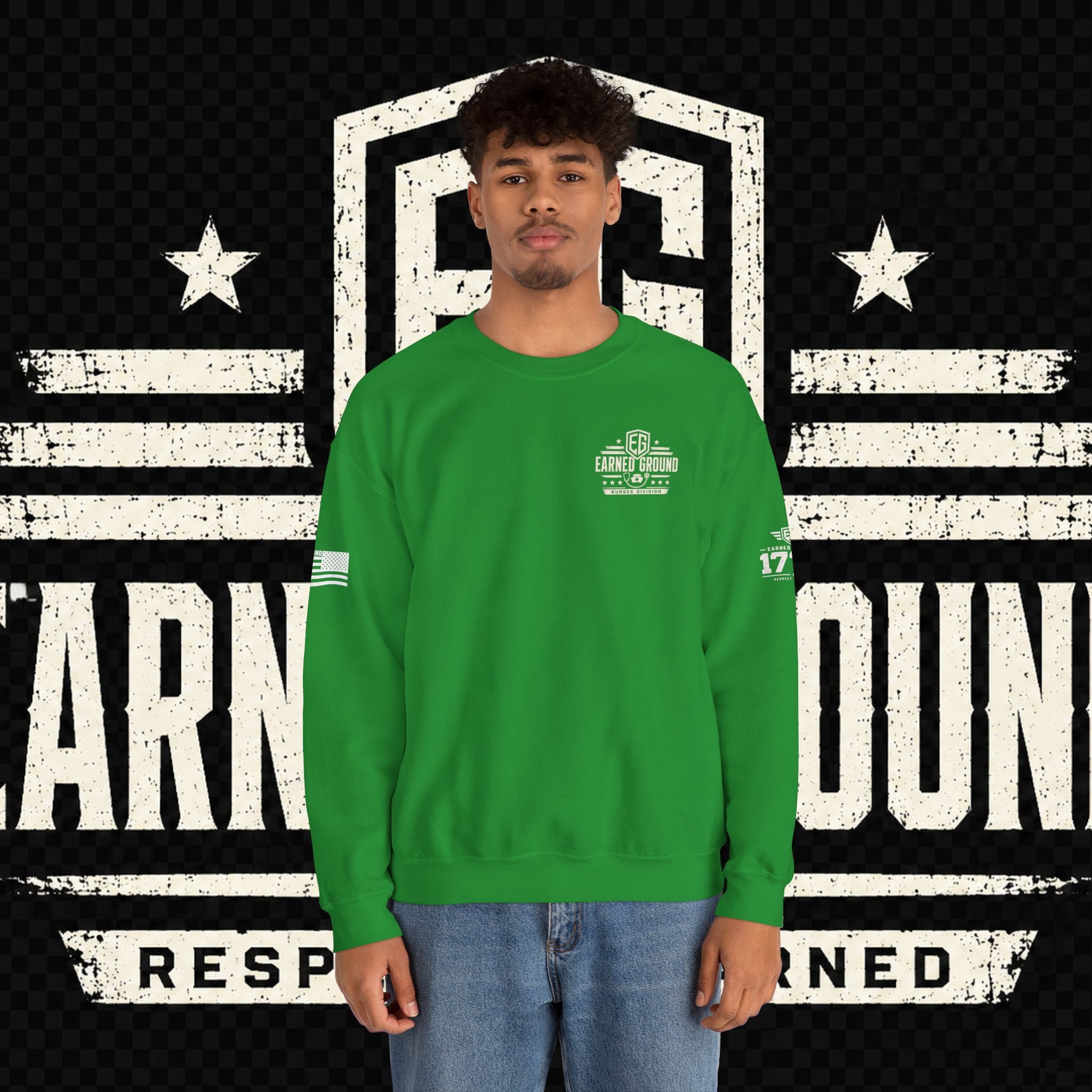 EARNED GROUND Nurses Division Crewneck Sweatshirt – Nurses Caduceus Badge Design