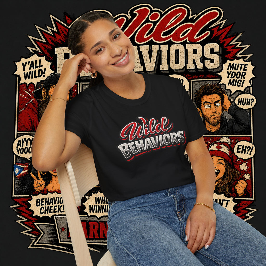 Earned Ground "Wild Behaviors" T-Shirt — Retro Red & White Graphic Tee
