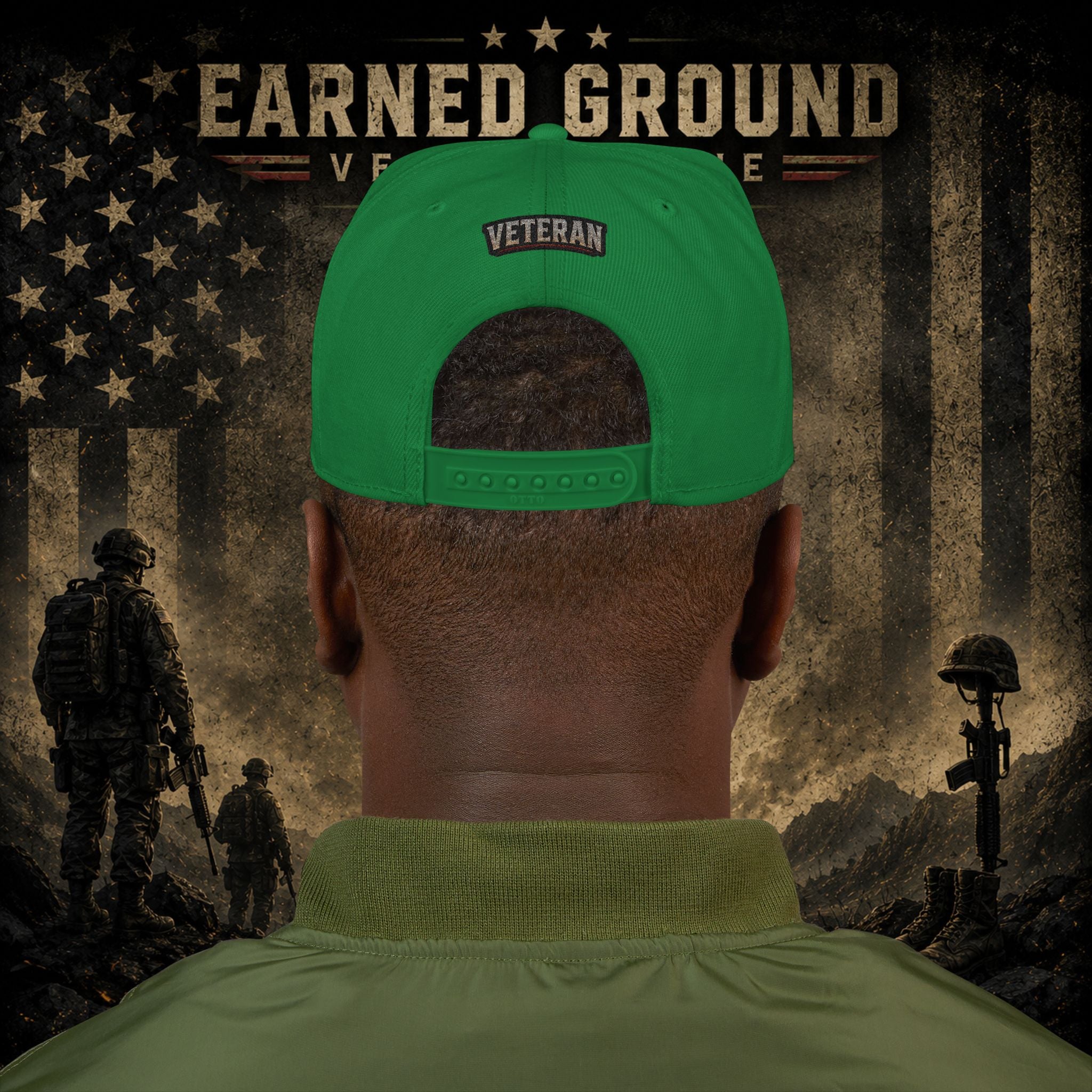 Earned Ground Veteran Line  Embroidered Snapback Hat