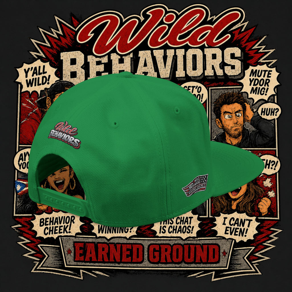 Earned Ground Cap Snapback Hat — 'Wild Behaviors' Embroidered Earned Ground Cap