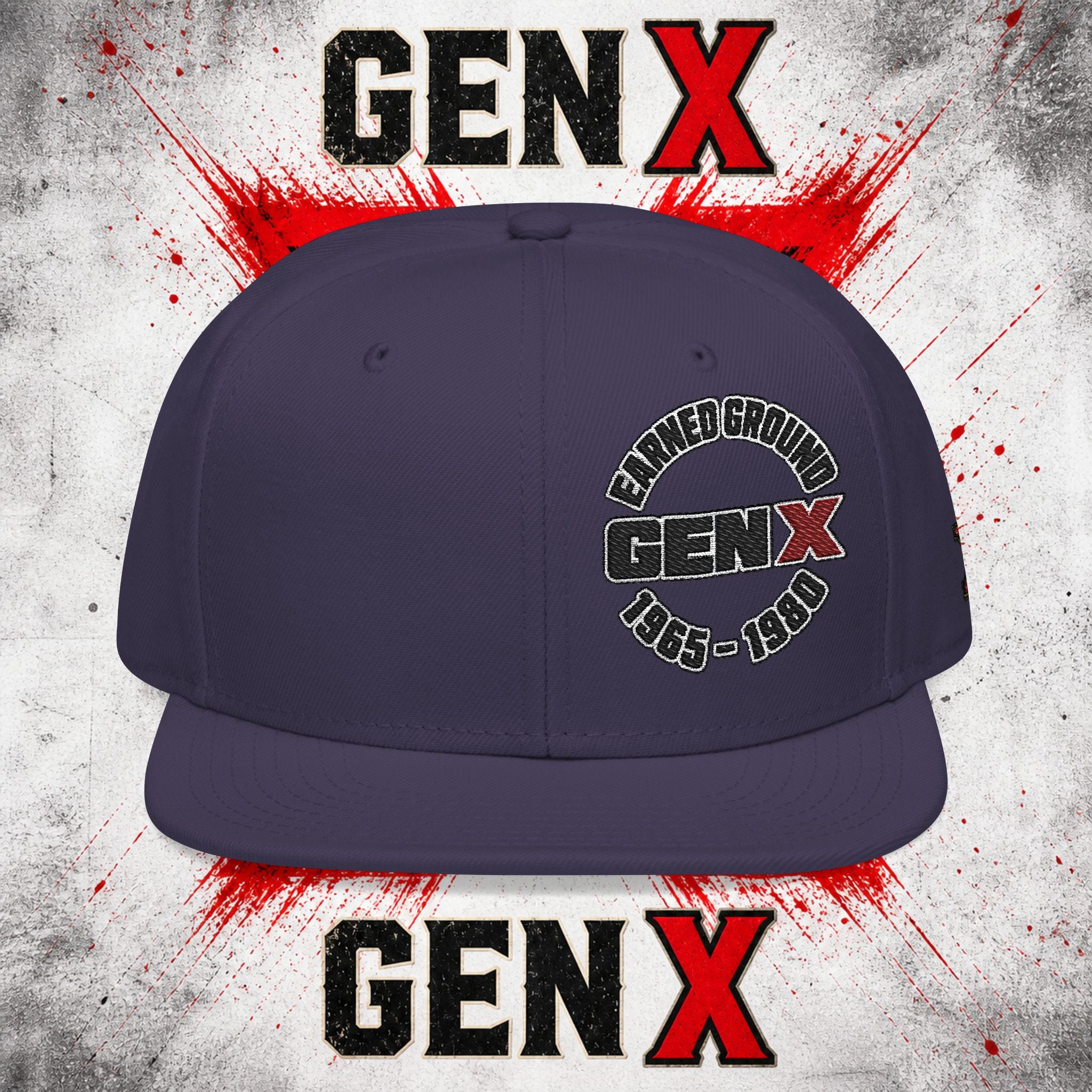 Gen X Embroidered Flat Bill Ball Cap — Gen X Proud 1965–1980