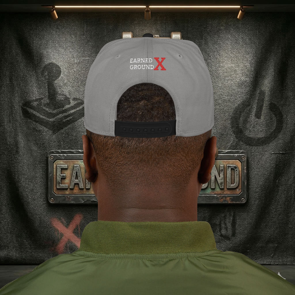 EARNED GROUND GEN 'X' EMBROIDED Snapback Hat — Vintage Red  GEN X Patch Logo Cap