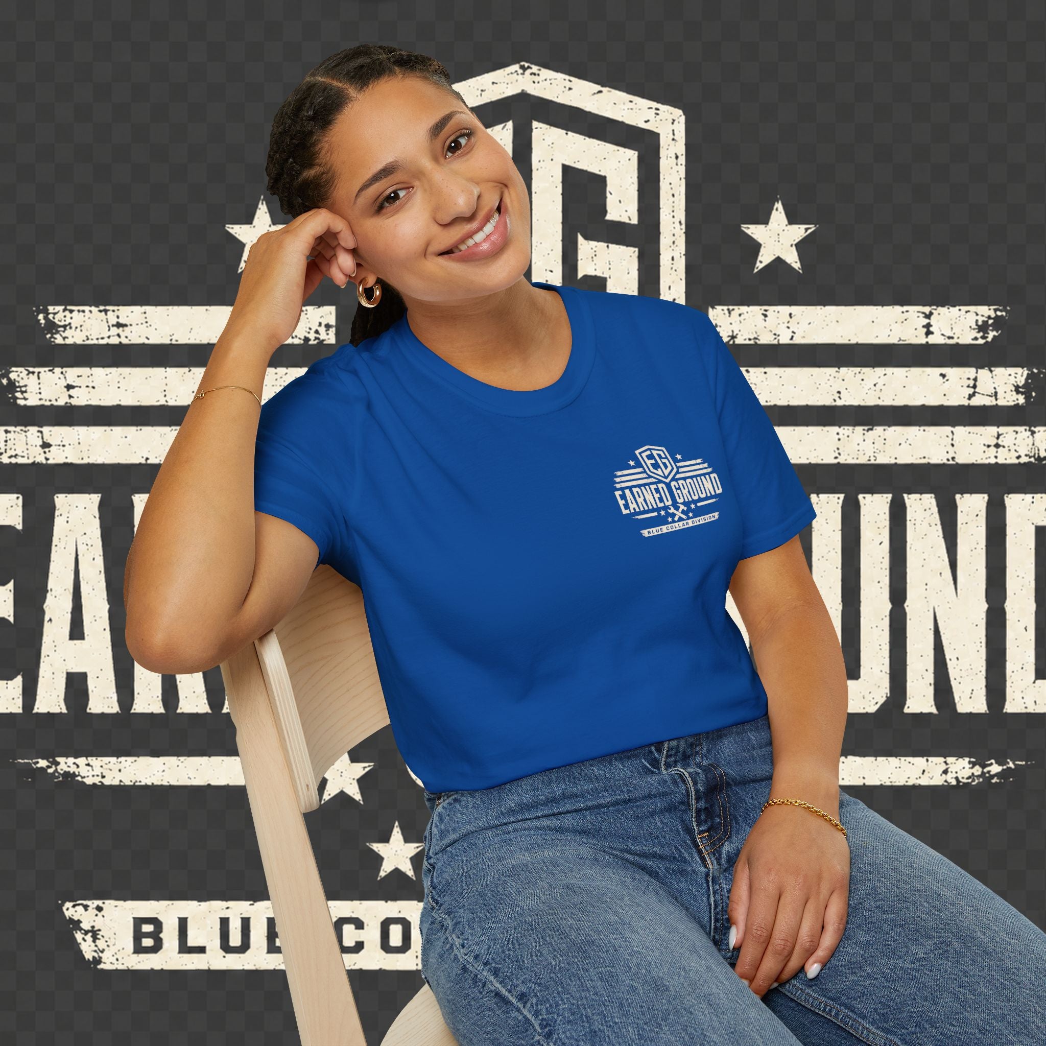 EARNED GROUND "BLUE COLLAR DIVISION" Coastal Calm Graphic T-Shirt