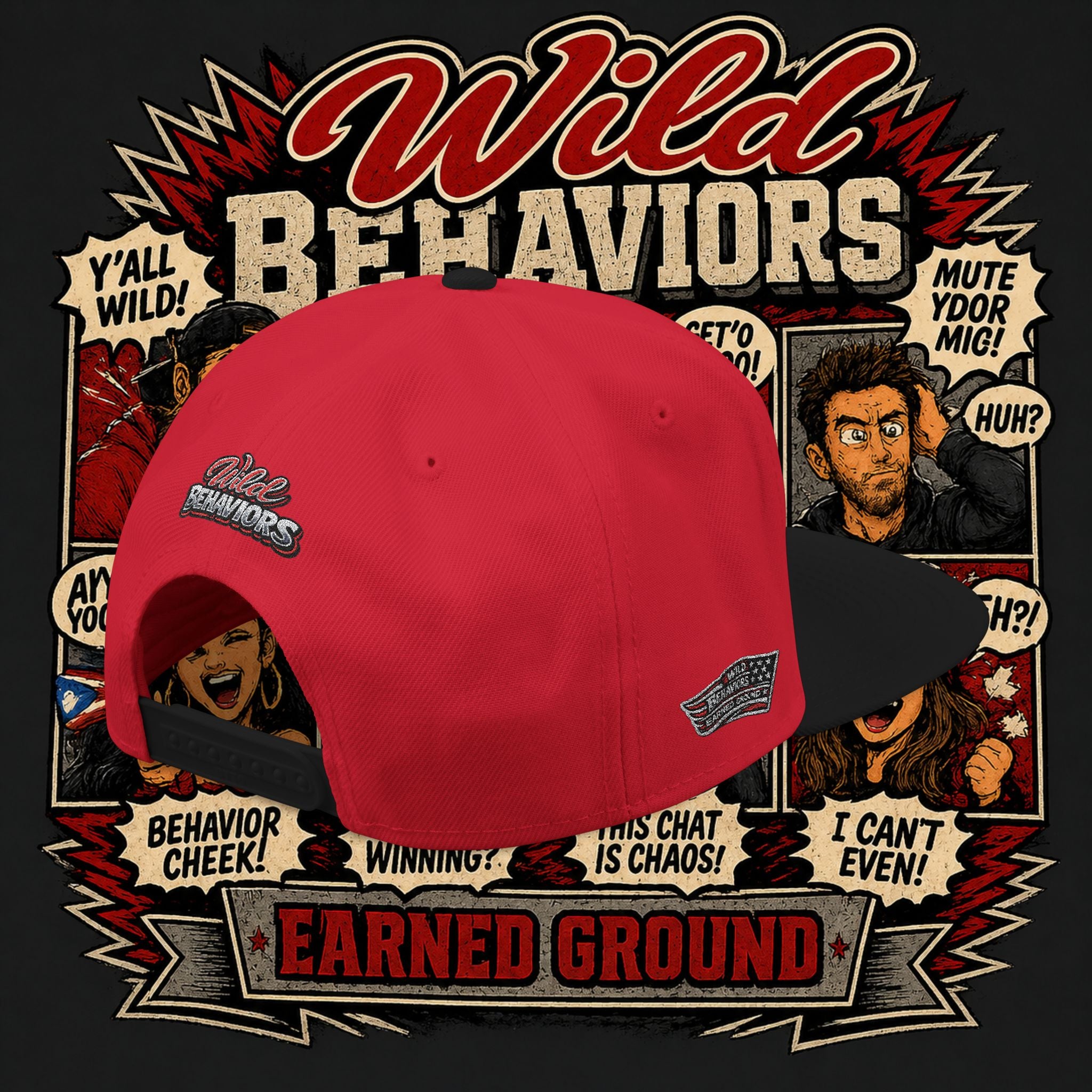 Earned Ground Cap Snapback Hat — 'Wild Behaviors' Embroidered Earned Ground Cap