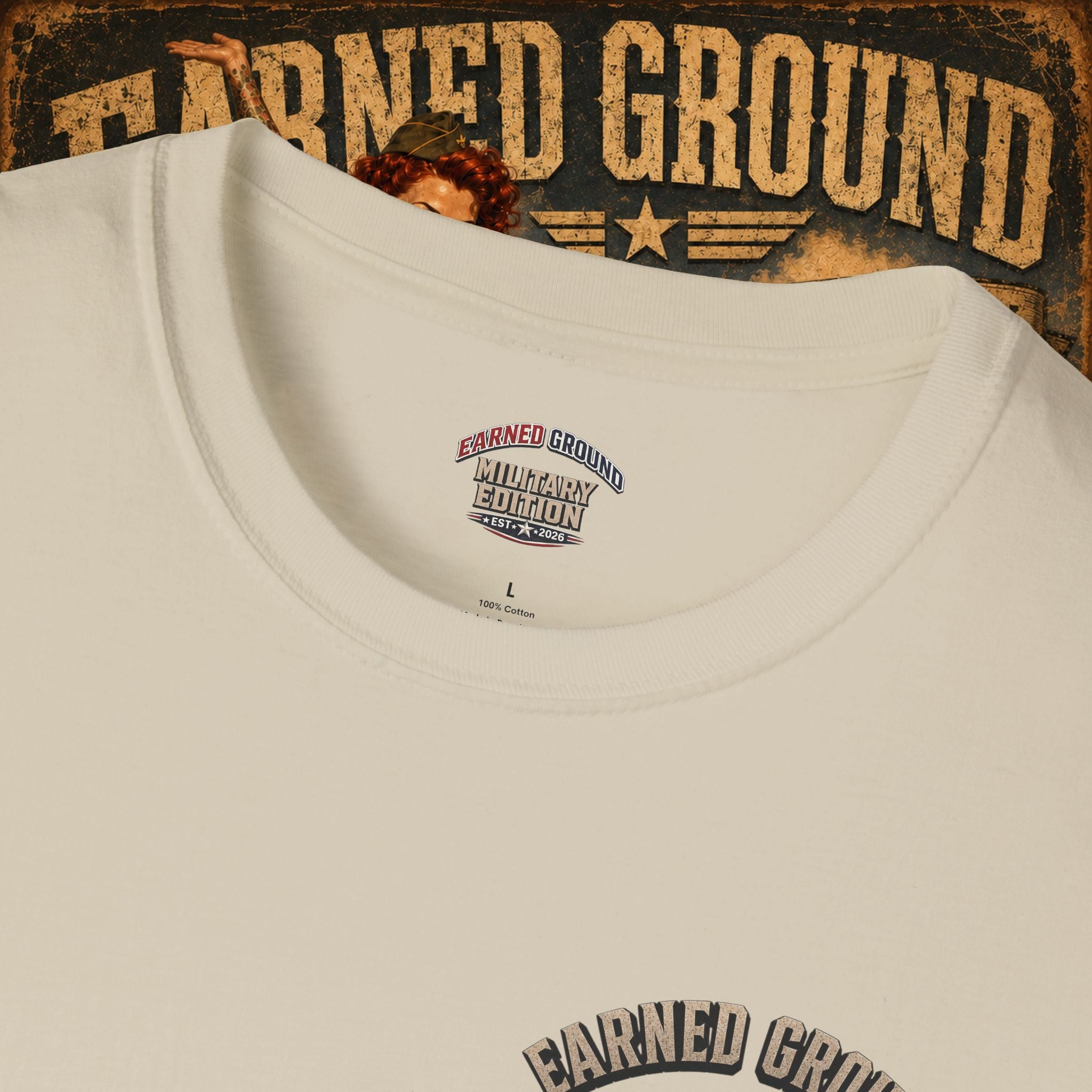 Earned Ground Veteran Division T‑Shirt —"LILY PINUP" VINTAGE SERVICE DIVISON