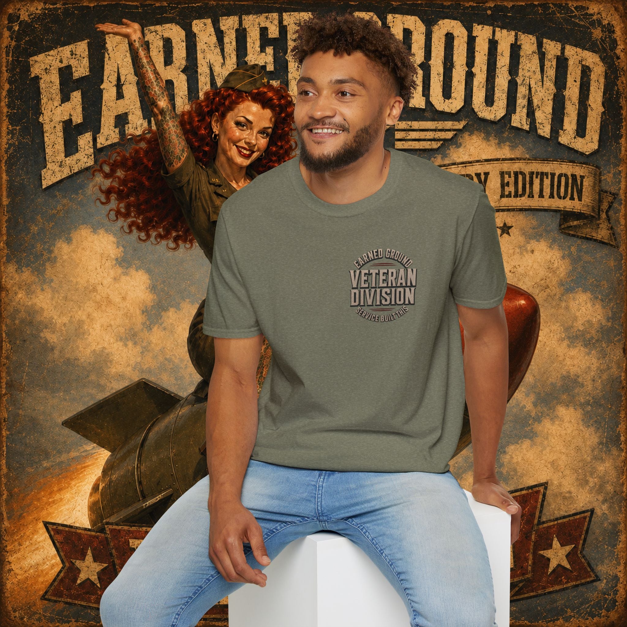 Earned Ground Veteran Division T‑Shirt —"LILY PINUP" VINTAGE SERVICE DIVISON