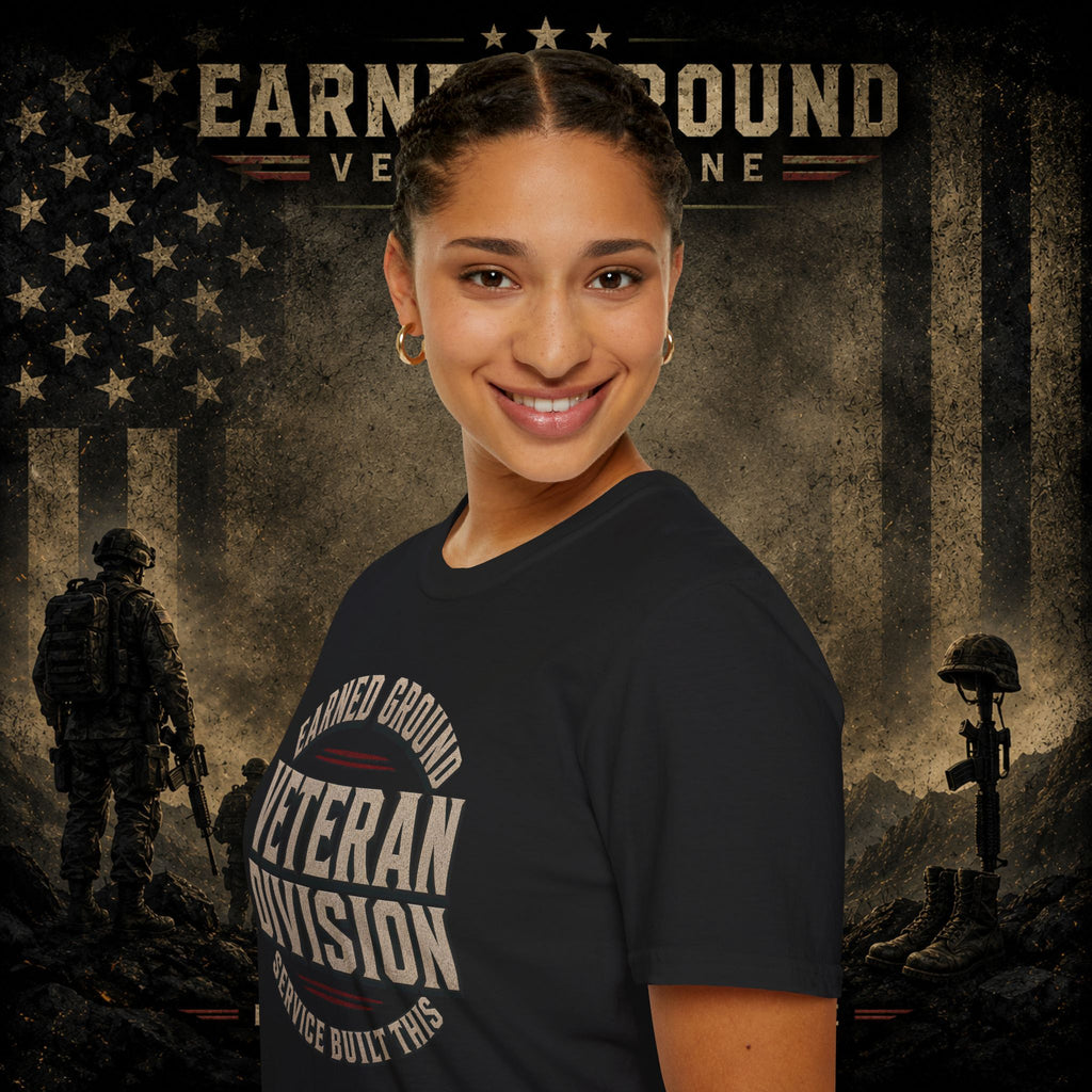 Earned Ground Veteran Division 'Service Built This'— Military Tribute Tee