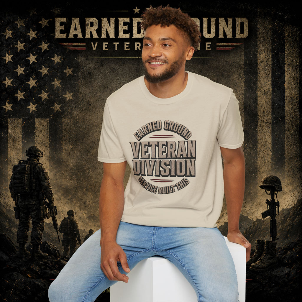 Earned Ground Veteran Division 'Service Built This'— Military Tribute Tee
