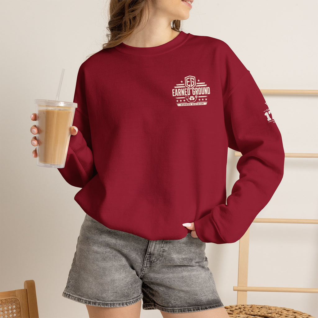 EARNED GROUND Nurses Division Crewneck Sweatshirt – Nurses Caduceus Badge Design