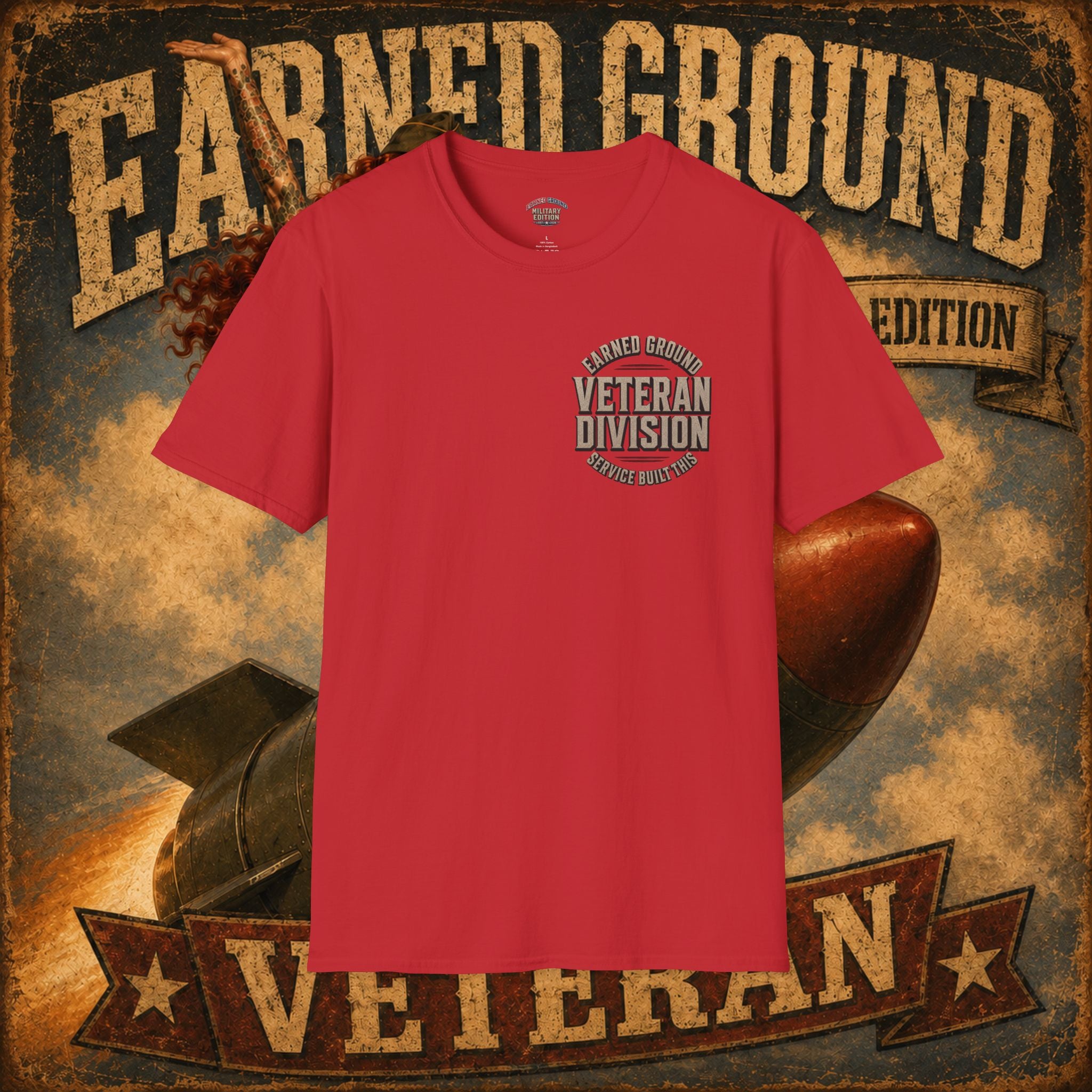 Earned Ground Veteran Division T‑Shirt —"LILY PINUP" VINTAGE SERVICE DIVISON
