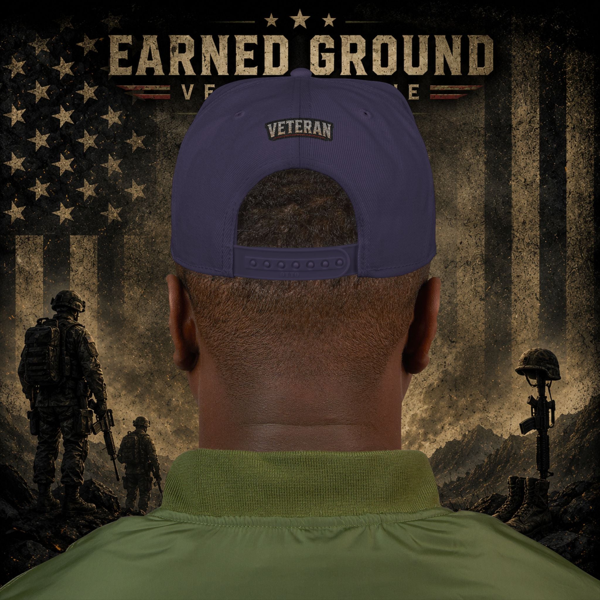 Earned Ground Veteran Line  Embroidered Snapback Hat