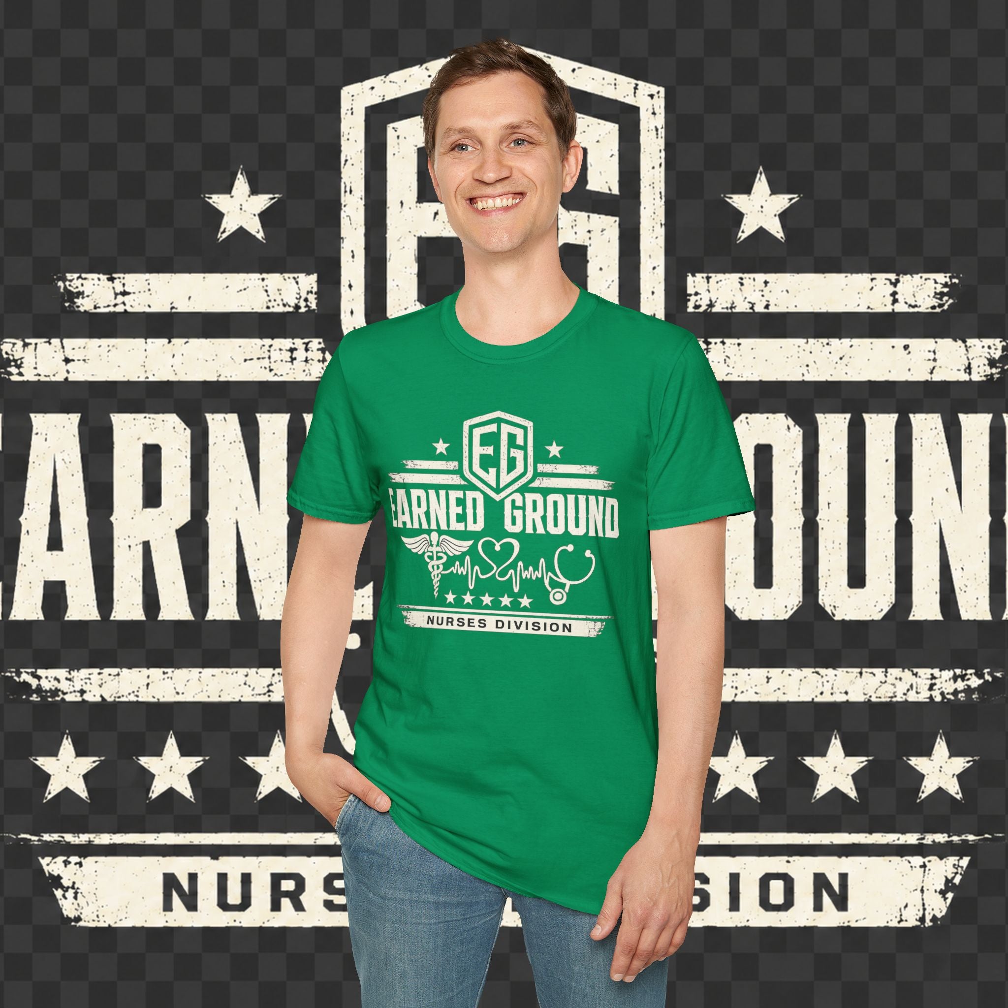 Earned Ground Nurses Division T-Shirt — Nurse Appreciation Medical Heartbeat Tee