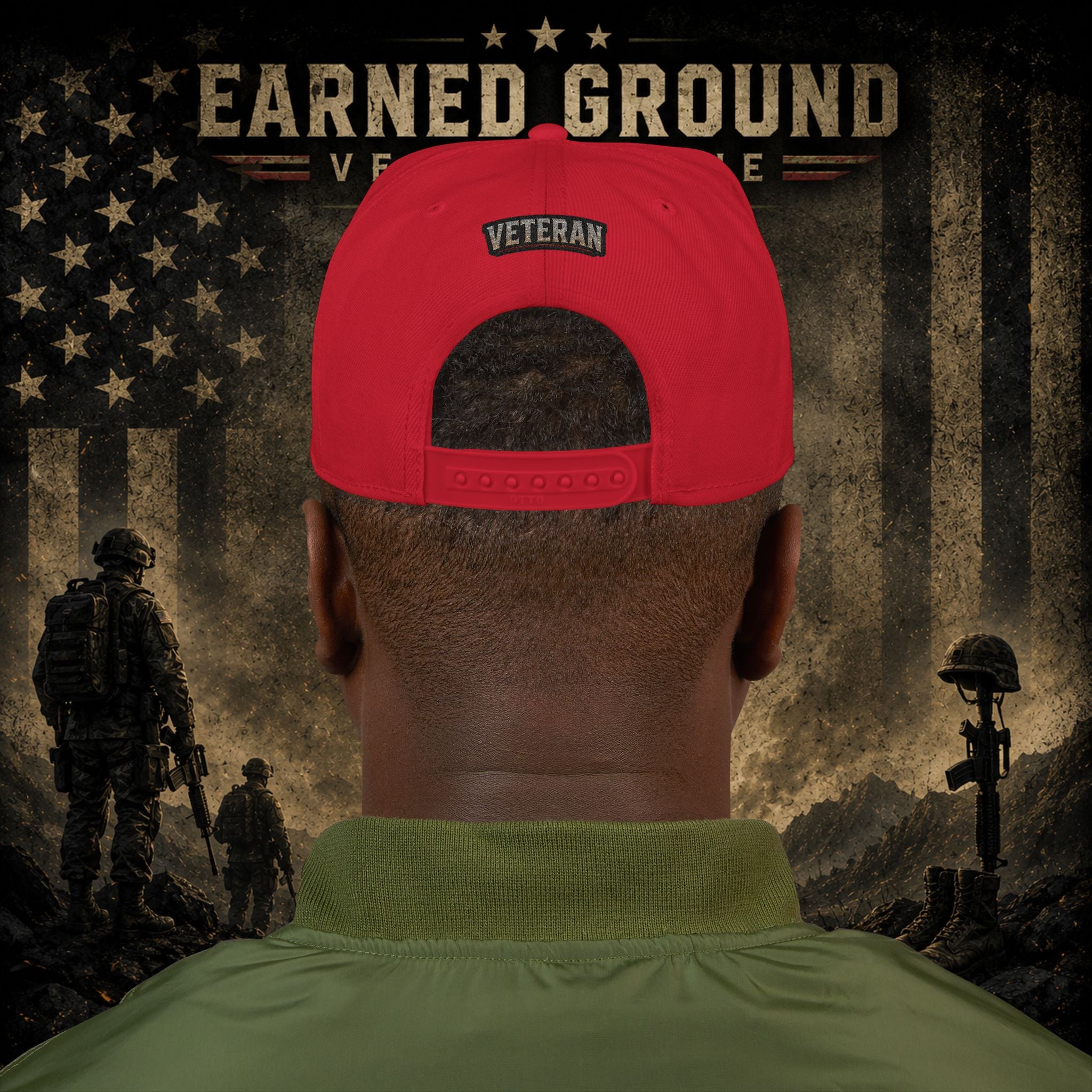 Earned Ground Veteran Line  Embroidered Snapback Hat