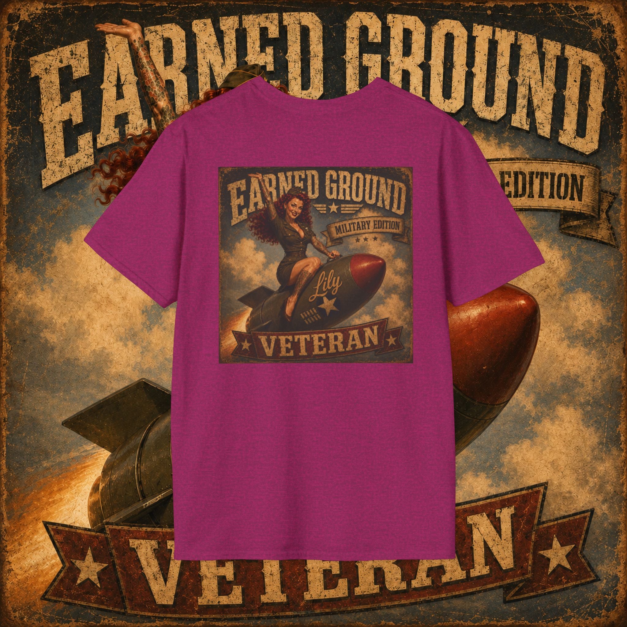 Earned Ground Veteran Division T‑Shirt —"LILY PINUP" VINTAGE SERVICE DIVISON