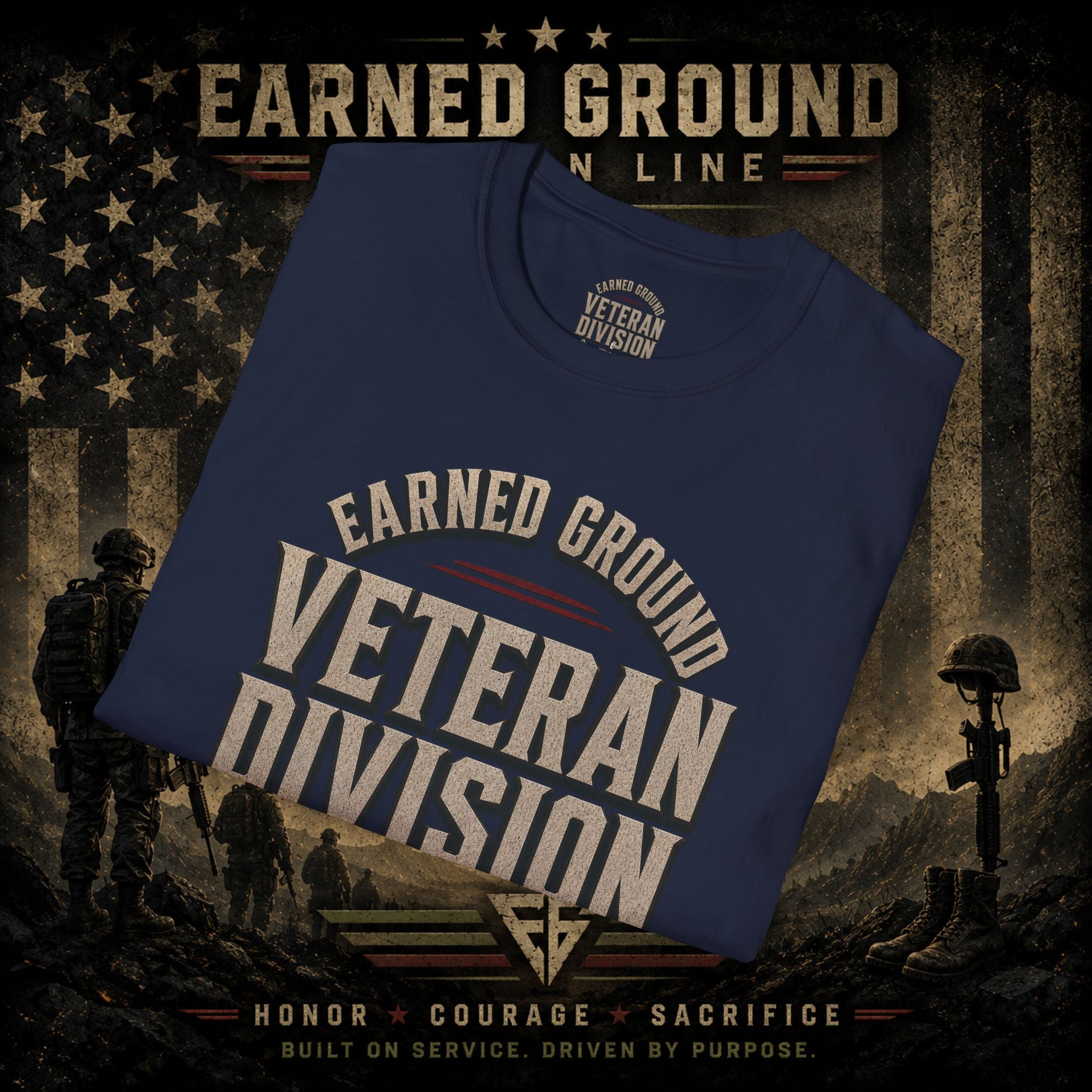 Earned Ground Veteran Division 'Service Built This'— Military Tribute Tee