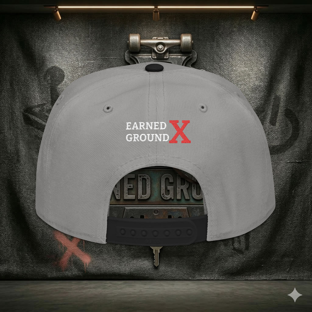 EARNED GROUND GEN 'X' EMBROIDED Snapback Hat — Vintage Red  GEN X Patch Logo Cap