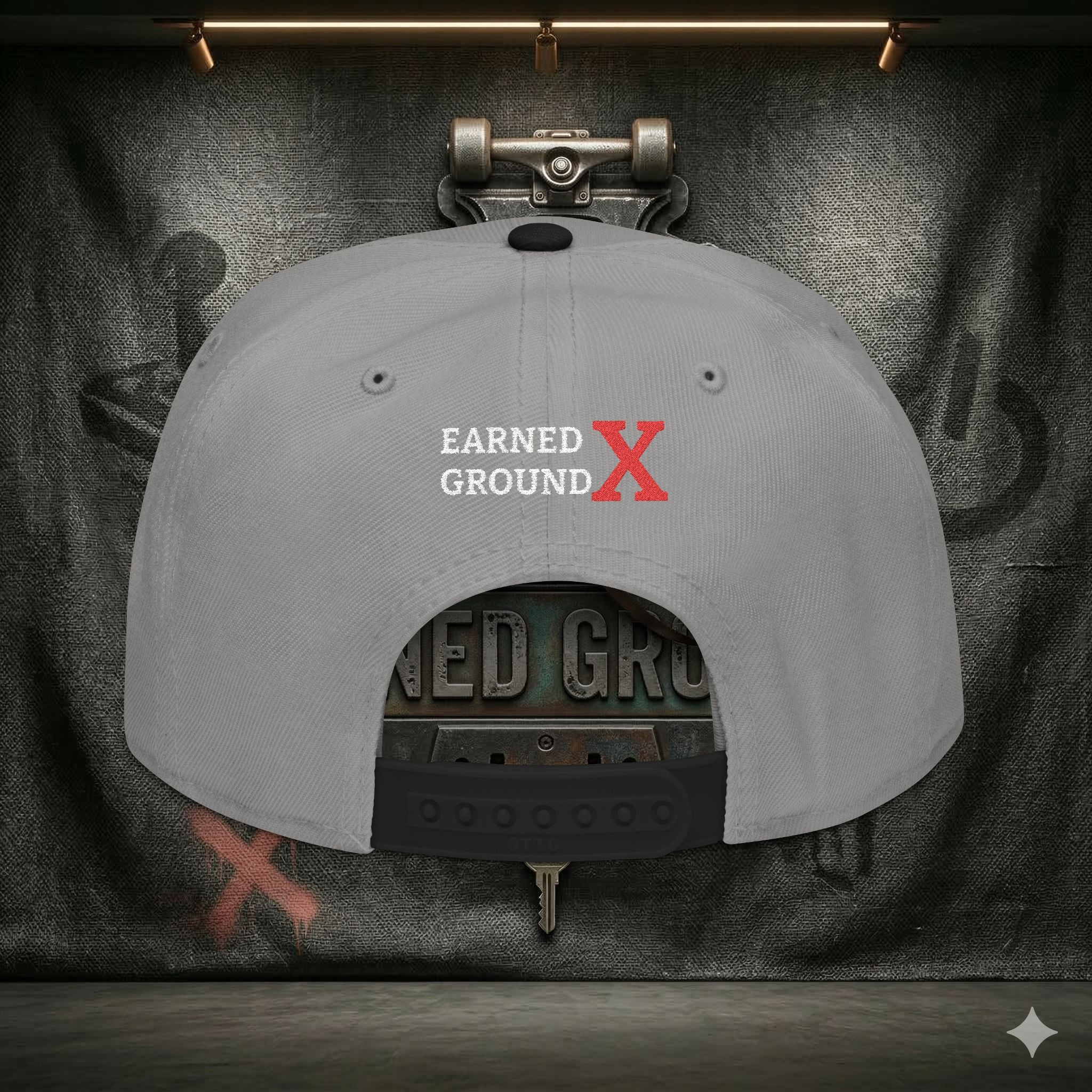 EARNED GROUND GEN 'X' EMBROIDED Snapback Hat — Vintage Red  GEN X Patch Logo Cap