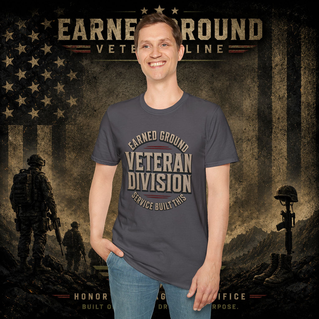 Earned Ground Veteran Division 'Service Built This'— Military Tribute Tee