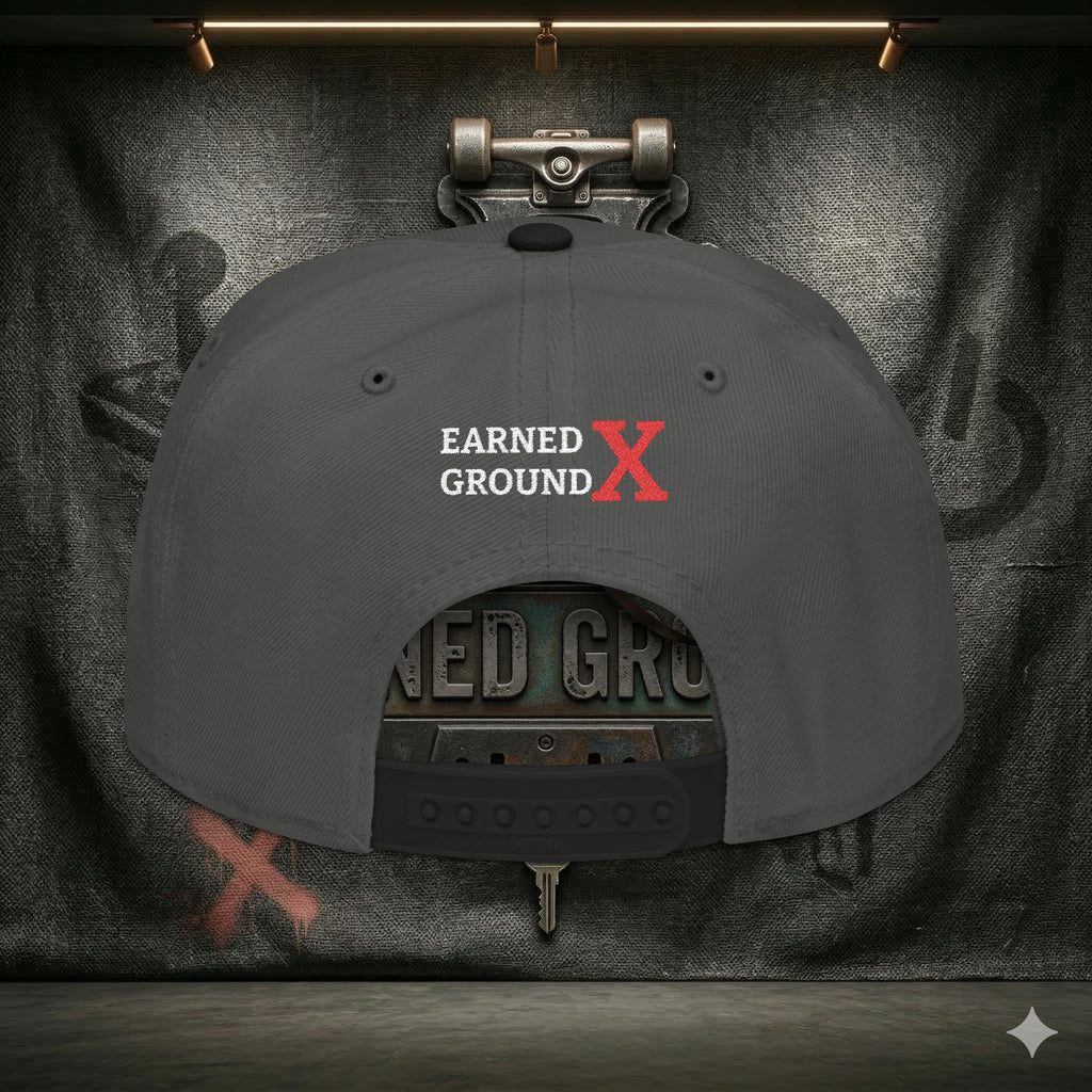 EARNED GROUND GEN 'X' EMBROIDED Snapback Hat — Vintage Red  GEN X Patch Logo Cap