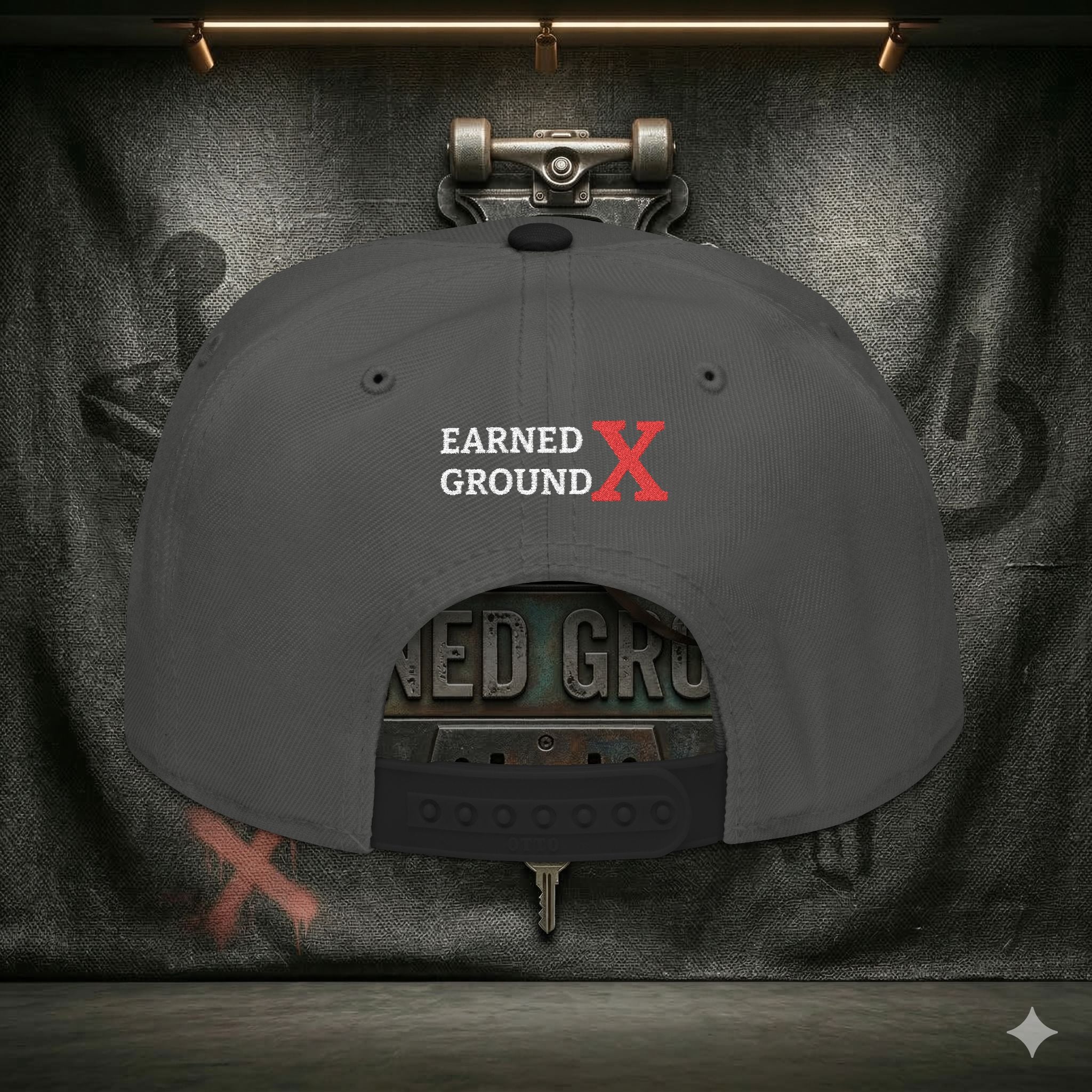 EARNED GROUND GEN 'X' EMBROIDED Snapback Hat — Vintage Red  GEN X Patch Logo Cap