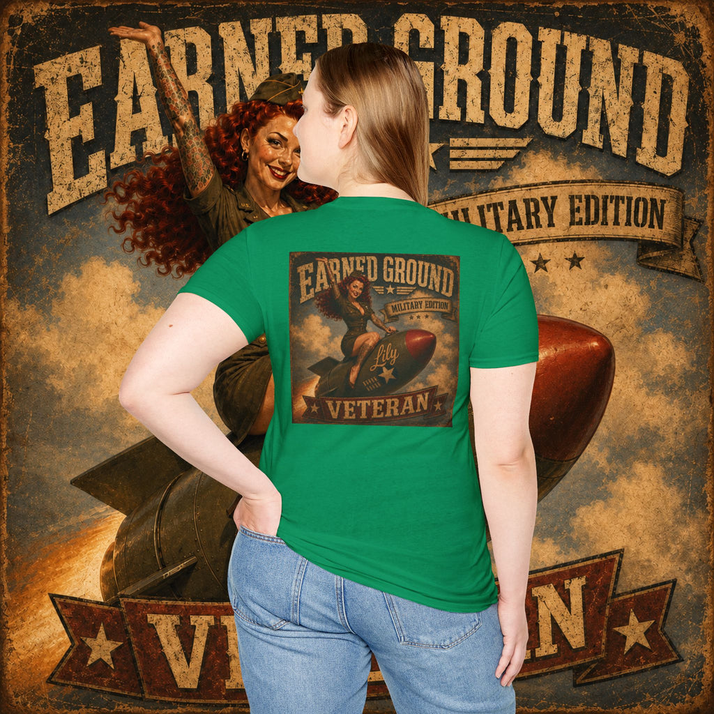 Earned Ground Veteran Division T‑Shirt —"LILY PINUP" VINTAGE SERVICE DIVISON