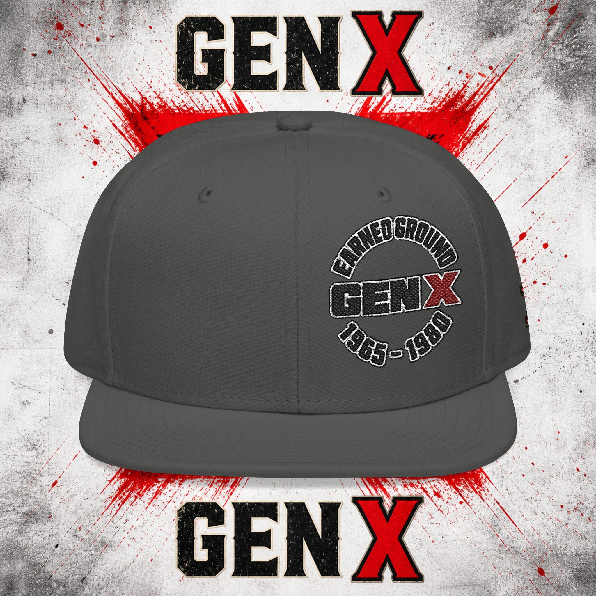 Gen X Embroidered Flat Bill Ball Cap — Gen X Proud 1965–1980