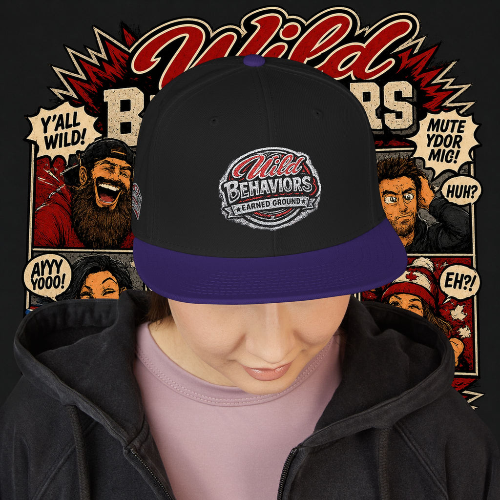 Earned Ground Cap Snapback Hat — 'Wild Behaviors' Embroidered Earned Ground Cap