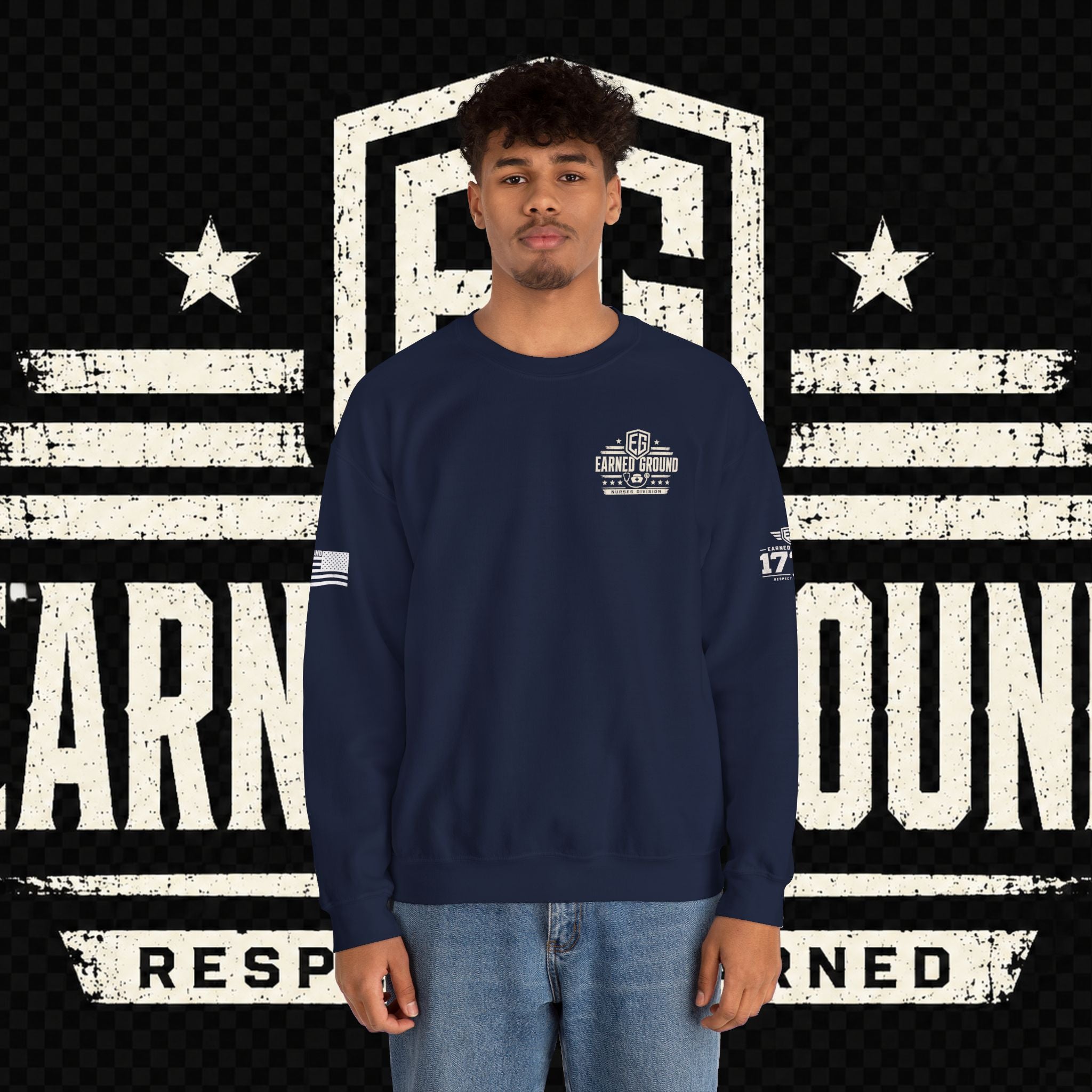 EARNED GROUND Nurses Division Crewneck Sweatshirt – Nurses Caduceus Badge Design