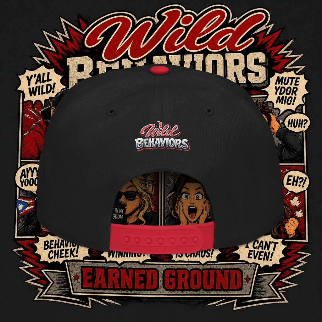 Earned Ground Cap Snapback Hat — 'Wild Behaviors' Embroidered Earned Ground Cap