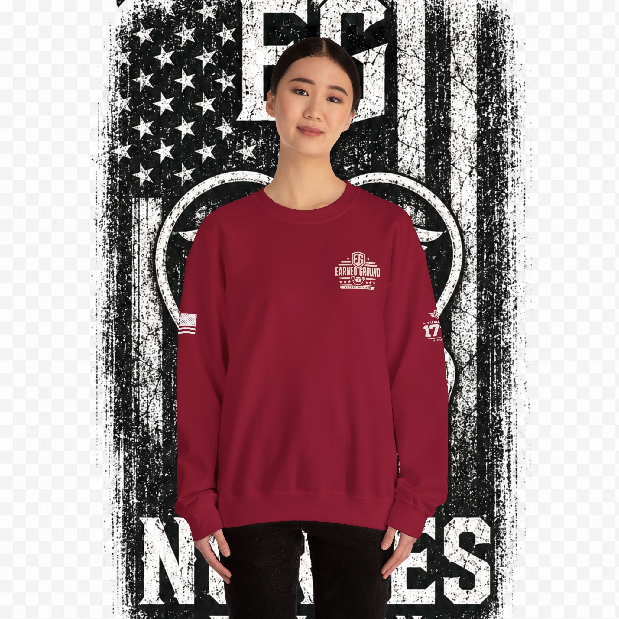 EARNED GROUND Nurses Division Crewneck Sweatshirt – Nurses Caduceus Badge Design